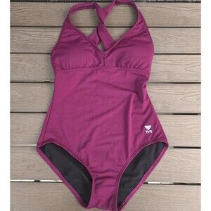 TYR Women's  Burgundy V Neck ControlFit One Piece Swimsuit Sz 8 New Sample